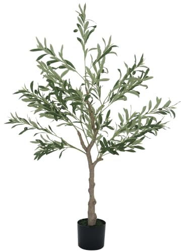 HOMCOM Olivier Artificiel 120 cm en Pot Feuilles et Fruits Réalistes | Plante Artificielle, Fausse Plante, Fruits Réalistes, Décoration Maison Bureau Salon Chambre