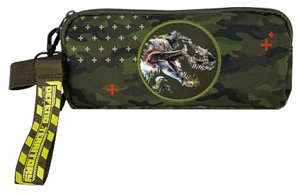 CyP Brands – Jurassic World, Zylindrisches Federmäppchen, Schulbedarf, Grüne Farbe, Offizielles Produkt