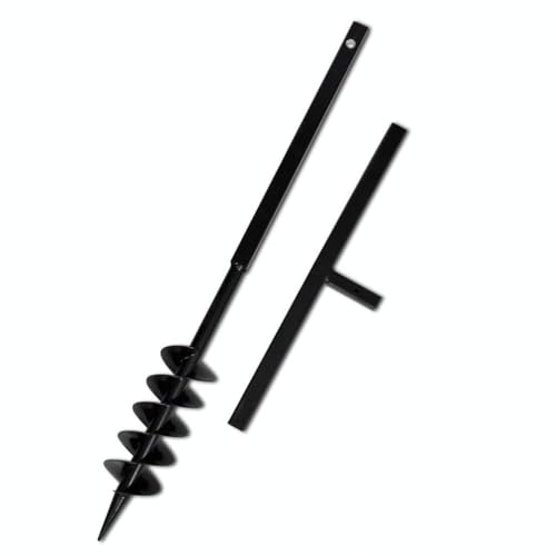 Taladro de tierra con colea, espiral de doble espiral de 100 mm, negro, para siembra, aireación, mezcla de terrenos