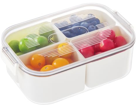 Luxear Snackbox mit 4 Fächern, Snackschale Kinder, Snackteller mit Deckel, Wiederverwendbare Portable Snack Box Snackdose für Snacks Nüsse Obst Süßigkeiten Gewürze Trips Party, Spülmaschinenfest