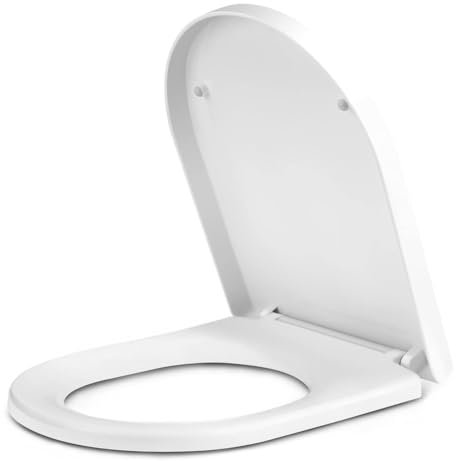 Brigtviee Toilettendeckel Mit Absenkautomatik,Wc Deckel D FöRmiger,Klobrille,Toilettensitze Familien,Quick Release Toilettenbrille,Universeller Wc Sitz Aus Duroplast,Obere Befestigung,02B