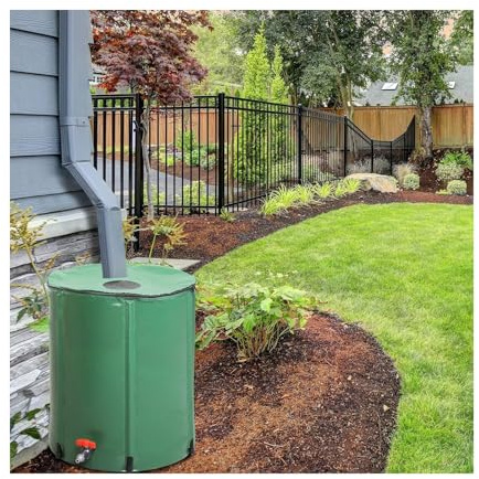 Barile per pioggia ecologico da 50 l, serbatoio portatile con filtro per irrigazione da giardino e raccolta di acqua piovana, soluzione idrica sostenibile per esterni (verde)