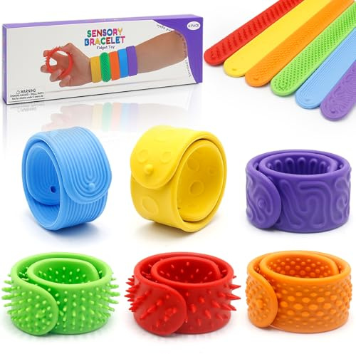 6 Stück Fidget Toys Schnapparmband Kinder, Sensorik Autismus Spielzeug, Anti Stress Autismus Spielzeug Schnapparmband, Fidget Squishy Toy Anxiety ADHD Toys, Beruhigend Bei Stress Angst
