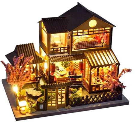 Holzhaus, Miniatur-Bauset – realistische Handwerkskunst für Weihnachten, Haus, Familie