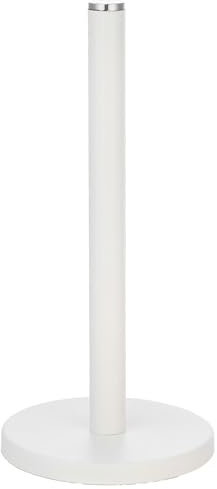 DRW Soporte para Rollo de Papel de Cocina de Acero en Blanco 15x15x32cm