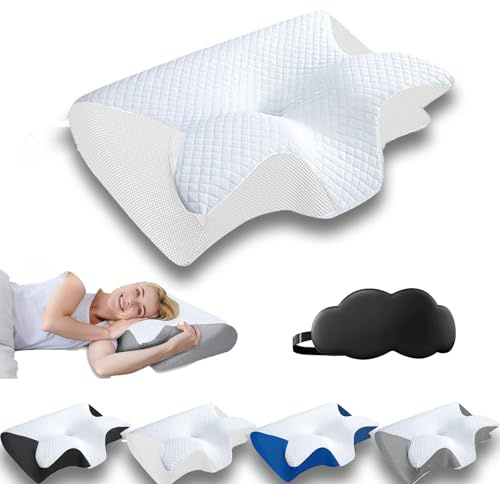 Das Original Dreamsleepz Kissen, 2-in-1 Ergonomisches Kopfkissen, Nackenkissen Kopfkissen für Lindert Nacken und Schulterschmerzen, Orthopädisches Kissen für Seiten, Rücken und Bauchschläfer (Weiß)
