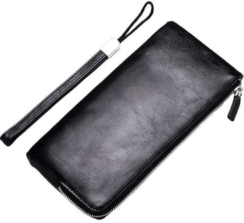 SAFIGLE Portafoglio lungo Uomo Cerniera Porta Carte e Monete in Pelle PU Resistente per Uso Quotidiano e Regalo Speciale