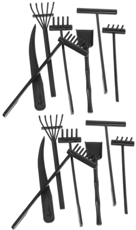 Angoily Râteaux de Jardin Zen en Plastique Léger Ensemble 14 Pièces 6 Petits Râteaux Noirs pour Table à Sable Accessoires Loisirs Créatifs et Décoration Zen
