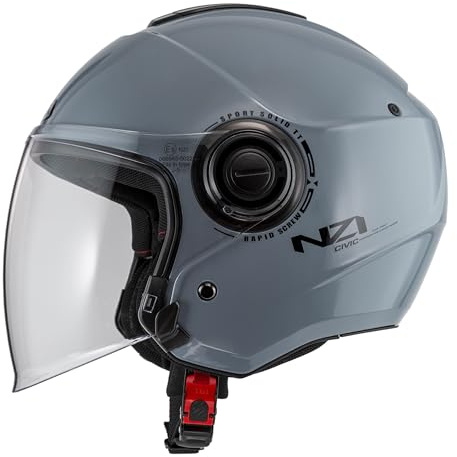 NZI Civic Casco Abierto de Motocicleta con Visera