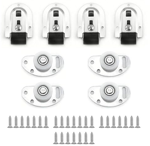 Wealsun Sliding Closet Door Hardware Kit Pack of 4 | Sliding Door Ball Bearing Smooth Glide, Top Brackets and Bottom Rollers Replacement for Wardrobe, Cupboard Sliding Doors