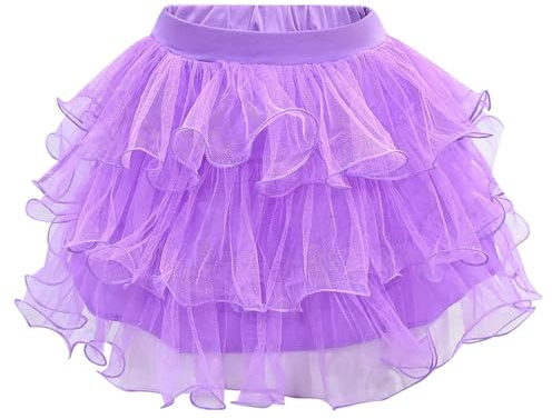 Traje de concierto 2026 para niñas, falda tutú de baile de carnaval, ballet, actuaciones en capas, fiesta acampanada, para niños, girando con cintura de satén, vestido de recital, Morado (, 14-15 años