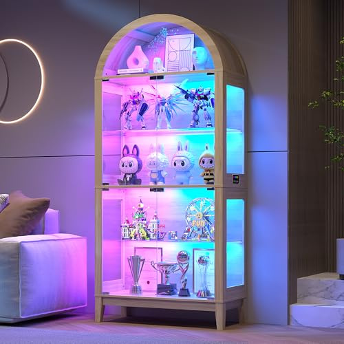 175cm Tall Arched Display Cabinets with Human Body Sensor for Collectibles