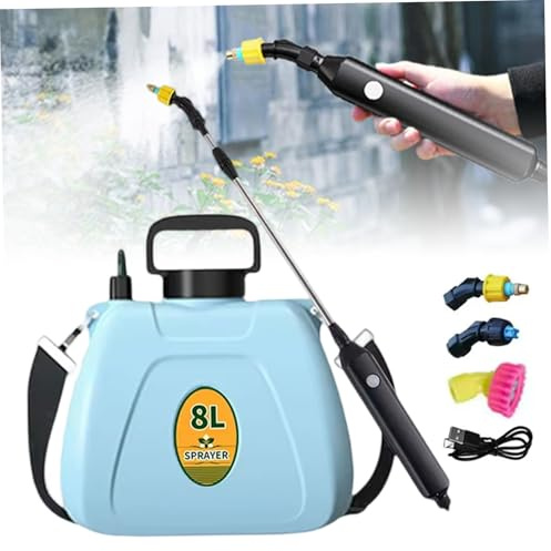 TusaMer Pulverizador eléctrico, pulverizador de mochila alimentado por batería de 8 L con bomba mejorada, pulverizadores de jardín de 2 galones con boquilla ajustable para riego, césped, uso al aire