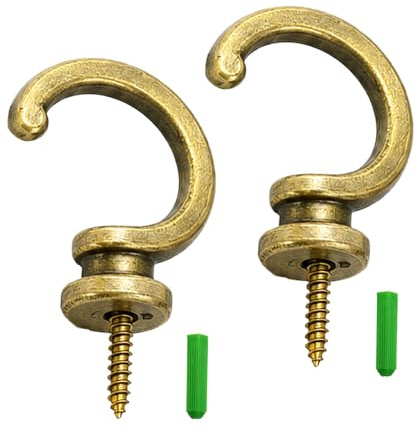 QIHAWN Antique Bronze Curtain Tieback Hooks Wall Mounted Zinc Alloy | zinc alloy curtain tieback hooks, antique bronze finish, wall mounted with fixings, for home living room bedroom decor