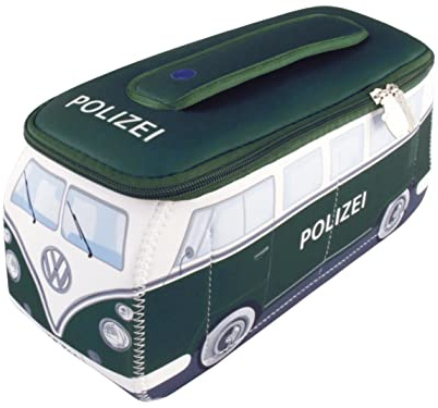 BRISA VW Collection - Volkswagen Bolsa de Neopreno Universal cosmético sartículos de tocador T1 Camper Bus (Policía/Verde/Grande)