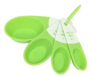 Wiltshire Classic Measuring Spoons, Set of 4, Nest of Spoons | Stackable with Loop, 1/2 tsp, 1 tsp, 1/2 tbs and 1 tbs, 12x4x3.5cm, Green
