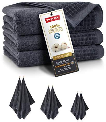 ZWOLTEX Himmlisch weiche Handtücher aus 100% Ägyptischer Baumwolle I Made IN EU I Gästehandtücher Ultra-Soft Duschtuch Badetuch - 3er Handtuch Set