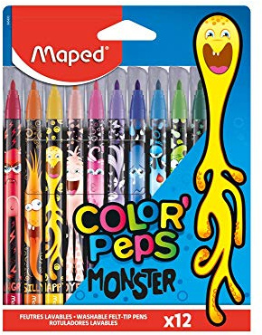 Maped - Filzstifte, Fasermaler COLOR'PEPS MONSTER mit mittlerer Spitze - x12 Stifte