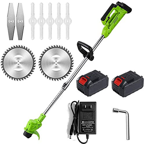 HLCUI Tagliabordi A Batteria,con 24V × 2 Batterie al Litio Caricabatterie Veloce E Tre Tipi di Lame di Ricambio per Giardino, Erbacce Erbacce, Alberi di Fiori, Verde,A