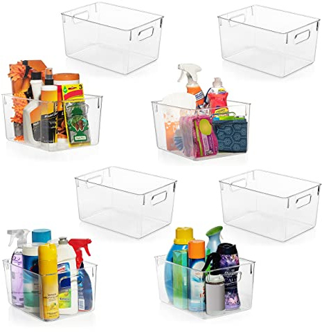 CLEARSPACE Plastic Storage Bins – Perfect Kitchen Organization – Fridge Organizer, Pantry Organization and Storage Bins, Cabinet Organizers (8 Pack)
