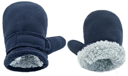 SEYUFN Winterhandschuhe für Babys, Futter aus Molton, für Kleinkinder, Jungen, warm, weich, für Babys, Mädchen, Handschuhe, verstellbar im Freien (Marineblau, M)