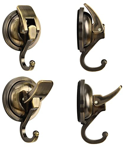 Khdrvok Lot de 2 crochets à ventouse en laiton antique plaqué pour fenêtre en verre, cuisine, salle de bain et toilettes