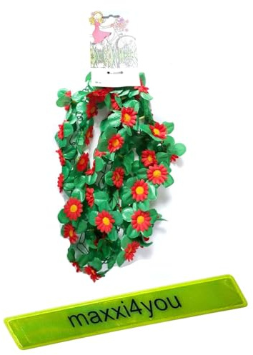 Fahrradgirlande Blumengirlande 120 cm Blume in Rottöne inkl. maxxi4you Reflexband