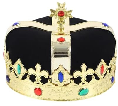 Kunglig juvelprydd kungakrona för Unisex Halloweenkostym Bal Cosplay Partydekorationer (Svart)