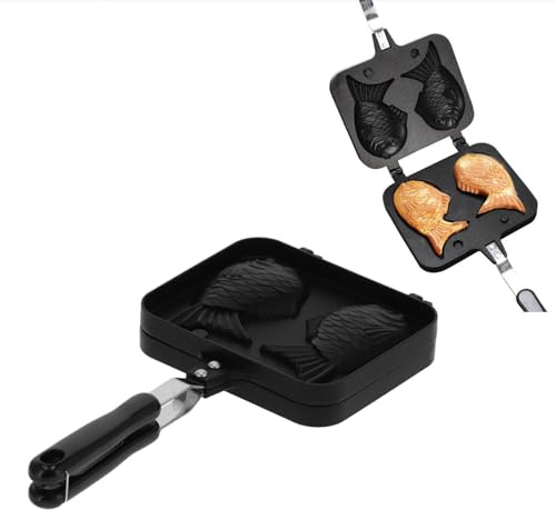 Natudeco Poissons en forme de poisson Taiyaki Moule Cuisson en Forme de Poisson ¨¤ 2 Faces Gaufrier Antiadh¨¦sif de Moule Outils de cuisson en acier inoxydable Natudeco