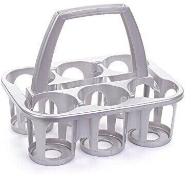 HoitoDeals 1Pcs Plastic Milk Bottle Pint Carrier Crate Glasses Holder 6 Six Pints Silver