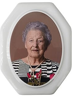 Nateva Porcelain Placa de porcelana cerámica con marco para lápida - Foto conmemorativa cerámica. (17 cm x 22 cm)