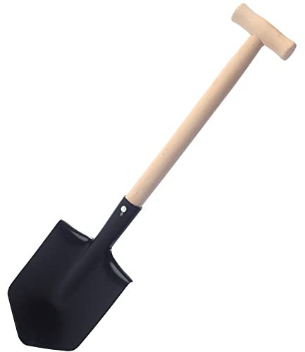 Garronda Vanga in Metallo con Impugnatura in Legno da usare in Giradino in Automobile in Accampamento, GD-0001 (Pala di metallo con manico di legno)