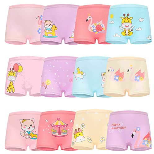 Girls' Comfortable Cotton Briefs - 12 Pack Multicolor Underwear (3-5 Years), Size:M