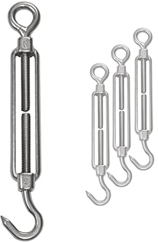 4x Edelstahl Spannschloss Spannschraube Ø6mm M6 Öse+Haken V2A 14-21cm 350kg