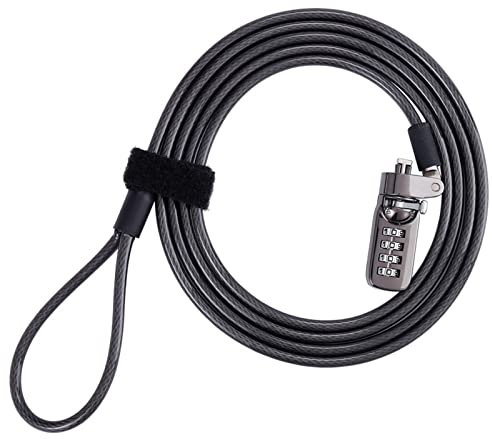 Maizoon Combinaison de verrouillage de sécurité pour ordinateur portable avec code à 4 chiffres 1.9m Wirerope Facile à utiliser pour PC Moniteurs Projecteurs Docks et autres appareils