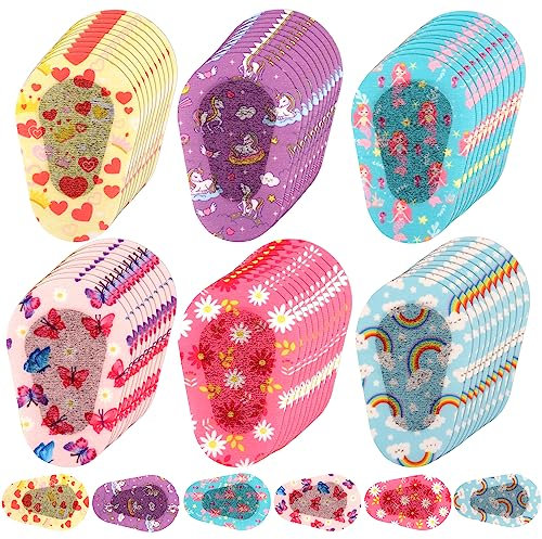 60 Pezzi di Bende per Gli Occhi, Benda Adesiva Sull'Occhio per Bambini 6 Stili Benda Adesiva in Cotone per Bloccare la Luce Estiva per Bambini (7,5x5cm)