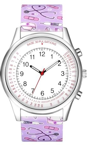 JewelryWe Uhren Damen Silikon Schwesternuhr Wasserdicht Analog Quarz Armbanduhr Frauen Gummi Armband Uhr mit Pulsberechnung für Krankenschwester Ärzte Sanitäter