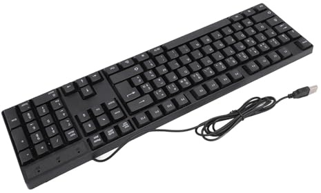 VBESTLIFE Tastatur in Minderheitensprache, 104 Tasten Gaming Office USB-Tastatur mit Kabel, Ergonomisches Design, Tastatur in Spanischer, Russischer, Französischer und Englischer Sprache