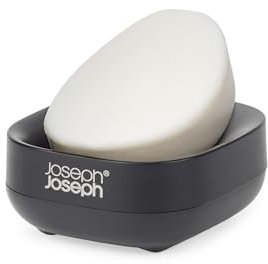 Joseph Joseph Slim, Kompakter, platzsparender Seifenhalter für das Badezimmer, Rutschfester Boden, Mattschwarz, Schwarzes
