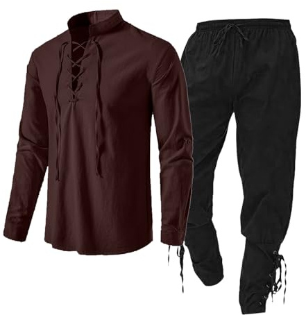 Gilet da ragazzo, set di abbigliamento maschile medievale, set di abbigliamento da ragazzo con camicia di lino, camicia medievale da ragazzo, pantaloni medievali con cinturino alla caviglia, completo