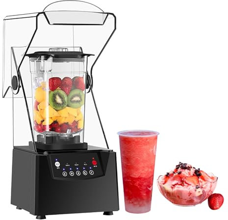 ZIXIAOS Soundproof & Quiet Commercial Blenders, Professional Grade Blender, Removable Shield, 2000W, 2000ml Capacity - Perfect for Kitchen, Fruits, Shakes, Smoothies