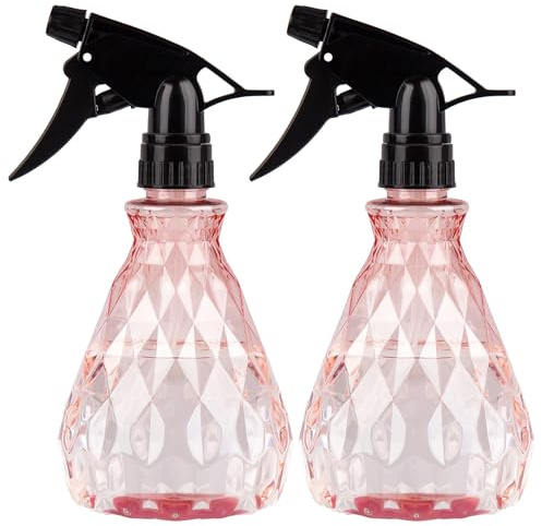wugongshan 2 Pcs Spray Bottles, 500 ml/17 oz Empty Water Spray Bottles, Plastic Reusable Adjustable Mist Sprayer Squirt Bottles Containers Refillable for Cleaning Solutions, Gardening, Plants (Pink)