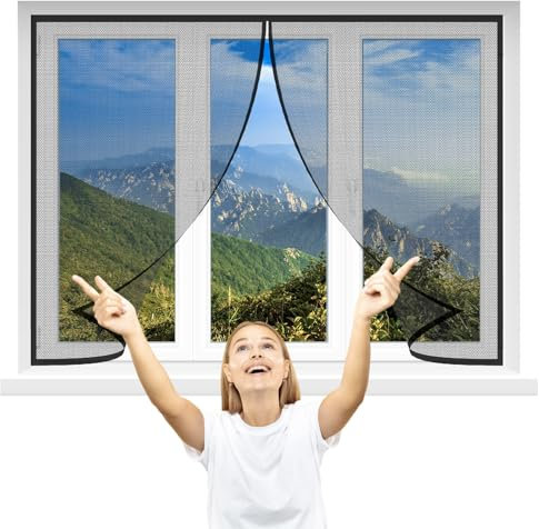 Fliegengitter Fenster Insect Stop 240x155cm Schwarz Zuschneidbar Insektenschutz Fenster mit Selbstklebend Klebeband Moskitonetz Fenster für Fliegen Bug Bee Moskito Schutz Mesh ohne Bohren