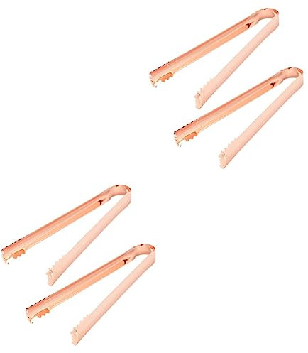 Amosfun 4pcs Stainless Steel Ice Tongs Kitchen Bar Tools Serving Tongs for Sugar Ice Cubes Lemon Slices for Dinnerware