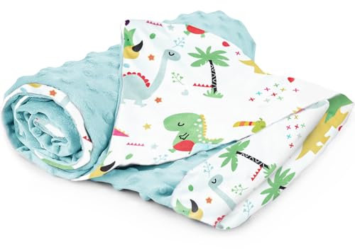 CUEMOON Babydecke, 75 x 100 cm, Babydecke, beruhigende Babydecke, verdickte und superweiche Babybettdecke für Jungen und Mädchen, grüner Dinosaurier, Hirsch