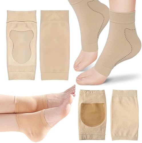 2 Pairs Gel Ankle Compression Socks, Plantar Fasciitis Support & Gel Heel Socks, Breathable Ankle Wrap with Gel Pads, Neoprene Ankle Protectors for Arch & Heel Relief, Achilles Tendonitis, Dry Cracked