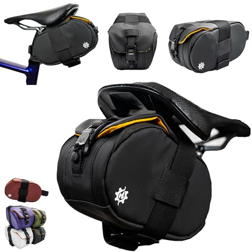 Lumiere & Co. Maximus Stor Magnetisk Sadelväska – 8″ × 5.5″ × 3.5″ | Snabbfäst sadelväska med AquaGuard-dragkedjor, säker förvaring under sadeln för cykelutrustning och tillbehör (Grön, Liten)
