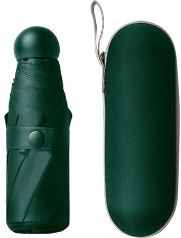 OXTXO Pocket Umbrella for Women – Mini Travel Umbrella with Capsule Case, Windproof 8 Ribs, UPF 50+ Sun Protection, Small Folding Umbrella for Purse, Lightweight for Rain and Sun (Dark Green)