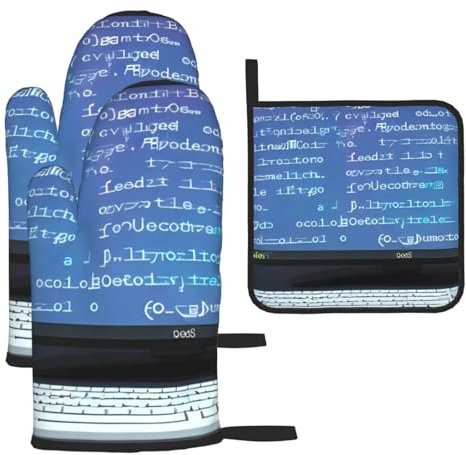 YYHHAOFA Lot de 3 gants de cuisine imperméables et durables pour four et manique pour programmer le programmateur anti-brûlure et isolation thermique