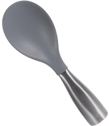 Ciieeo Stainless Steel Handle Rice Spoon Silicone Spoon for Rice Serving Cooking Ergonomic Design for Easy Scooping Grey